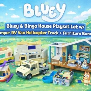 BLUEY and BINGO CAMPERS, HOUSE, CAR FURNITURE BUNDLE 6 PIECE BIG LOT